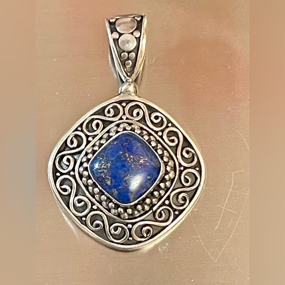 BA Suarti Designer Signed Sterling Silver 925 Blue Lapis lazuli pendant Bali - Picture 1 of 10
